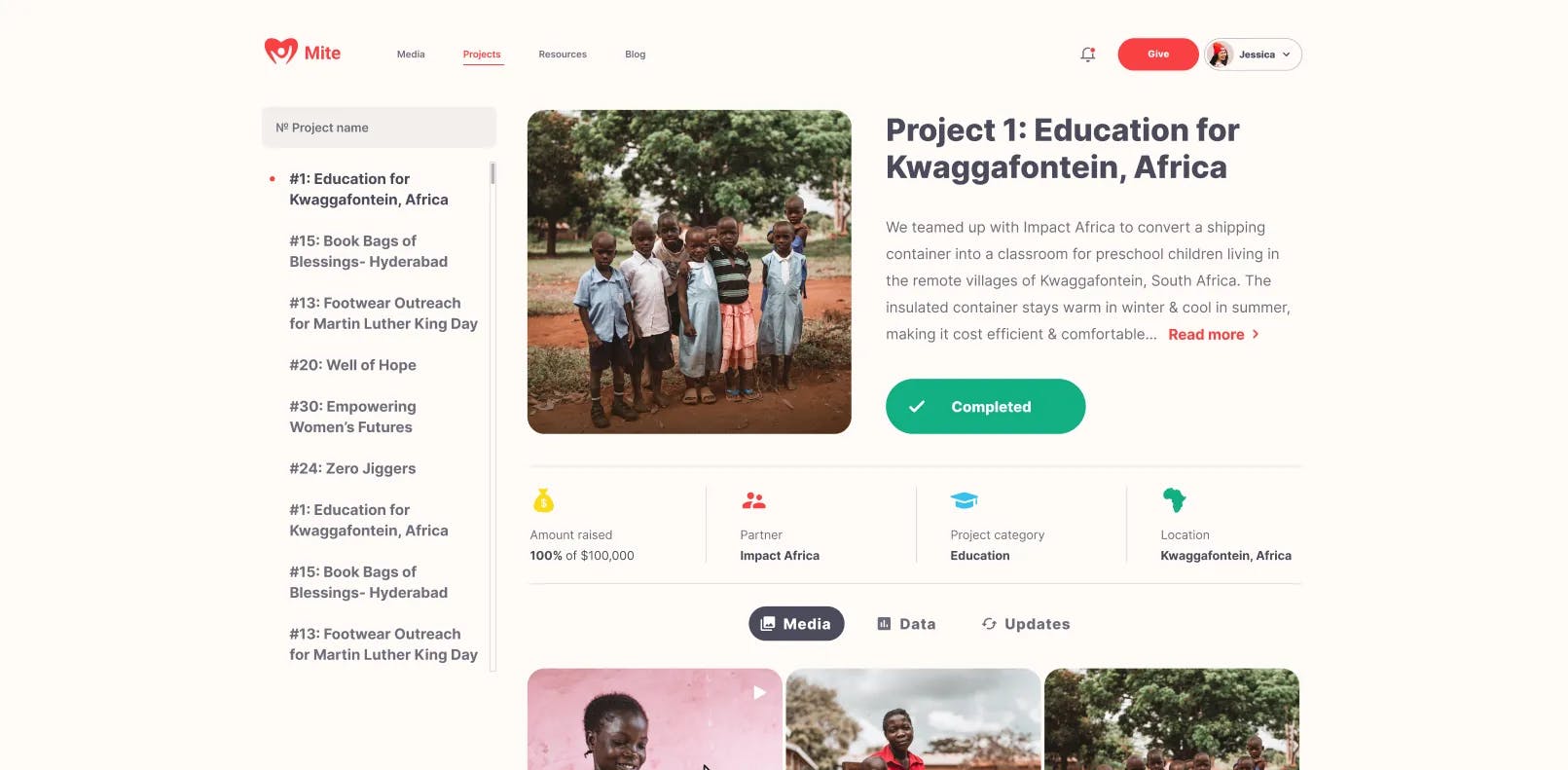 Mite Charity Project Page